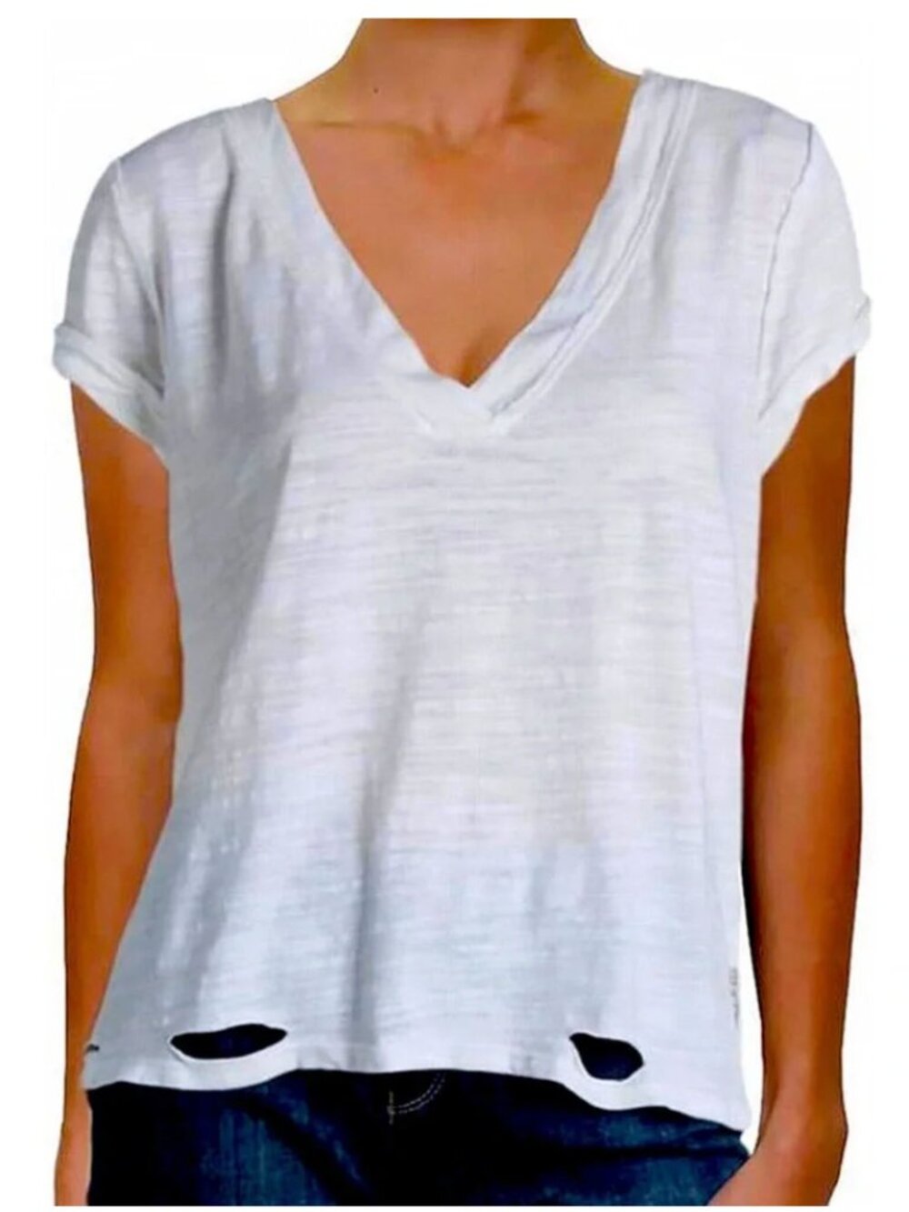 We The Free Sundance White Oversized Cut Out T-Shirt Size Medium
